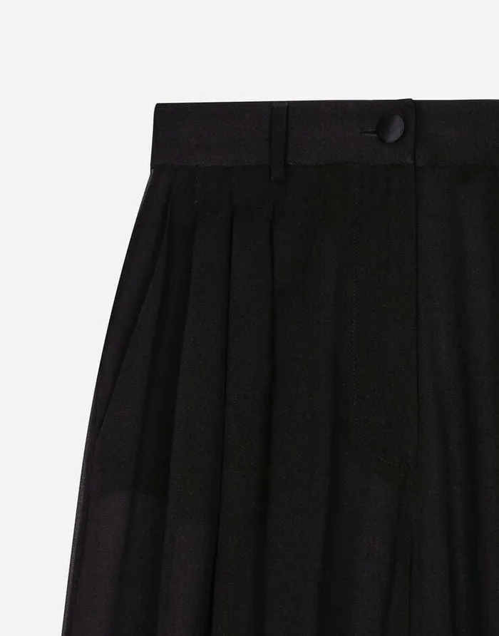 Dolce and Gabbana Trousers And Shorts Women Silk Chiffon Wideleg Pants Black Dolce and Gabbana Trousers And Shorts Women Silk Chiffon Wideleg Pants Black