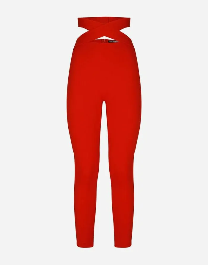 Dolce and Gabbana Trousers And Shorts Women Viscose Pants With Strap Detail Red