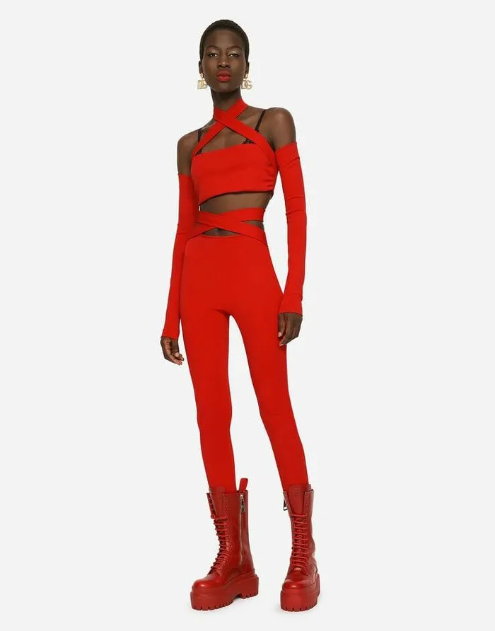 Dolce and Gabbana Trousers And Shorts Women Viscose Pants With Strap Detail Red