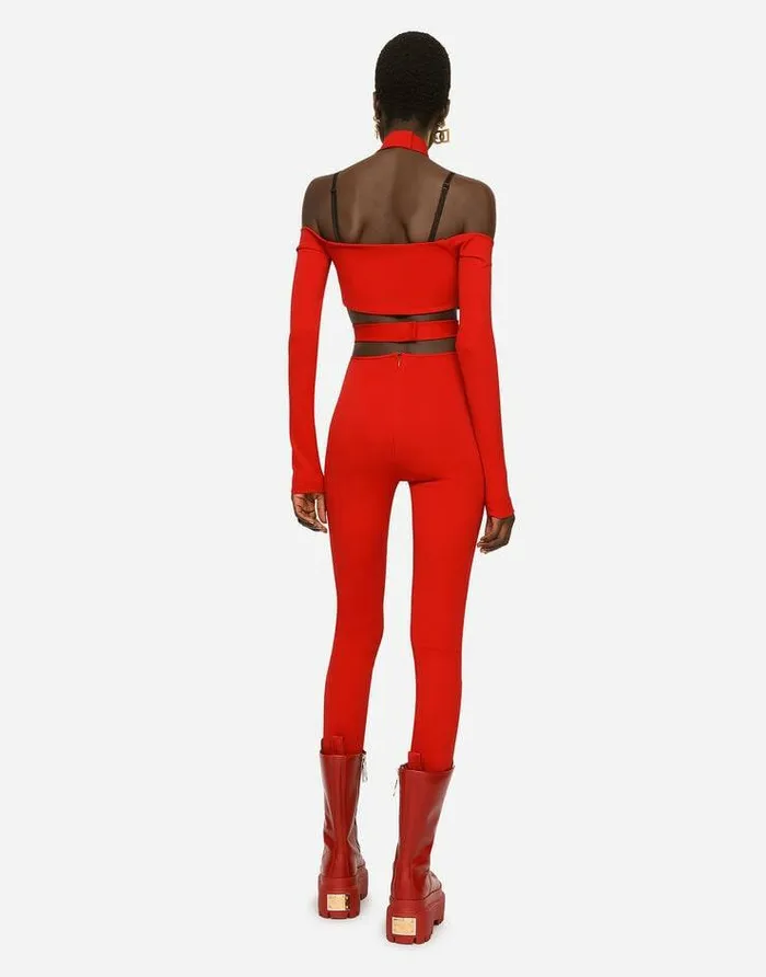 Dolce and Gabbana Trousers And Shorts Women Viscose Pants With Strap Detail Red