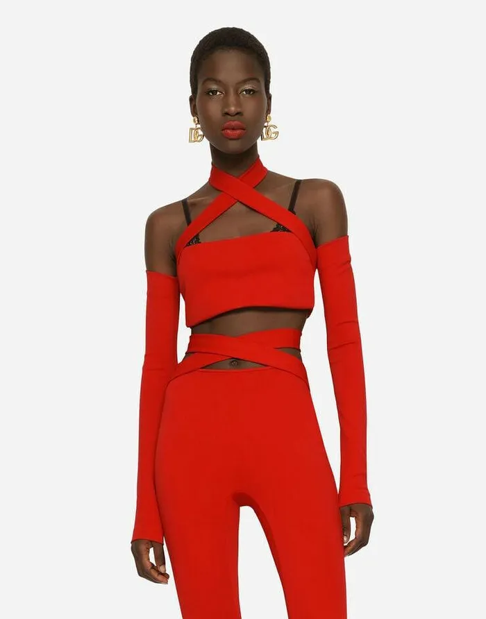 Dolce and Gabbana Trousers And Shorts Women Viscose Pants With Strap Detail Red
