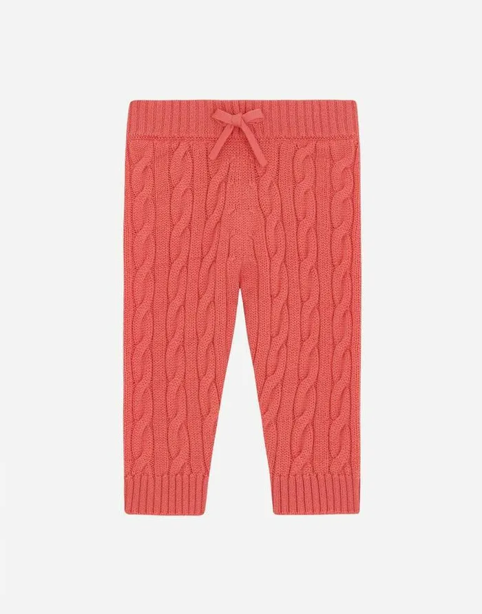 Dolce and Gabbana Trousers And Skirts Children Cableknit Pants With DG Logo Patch Pink