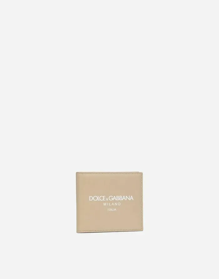 Dolce and Gabbana Wallets And Small Leather Goods Men Calfskin Bifold Wallet With Logo Beige Dolce and Gabbana Wallets And Small Leather Goods Men Calfskin Bifold Wallet With Logo Beige