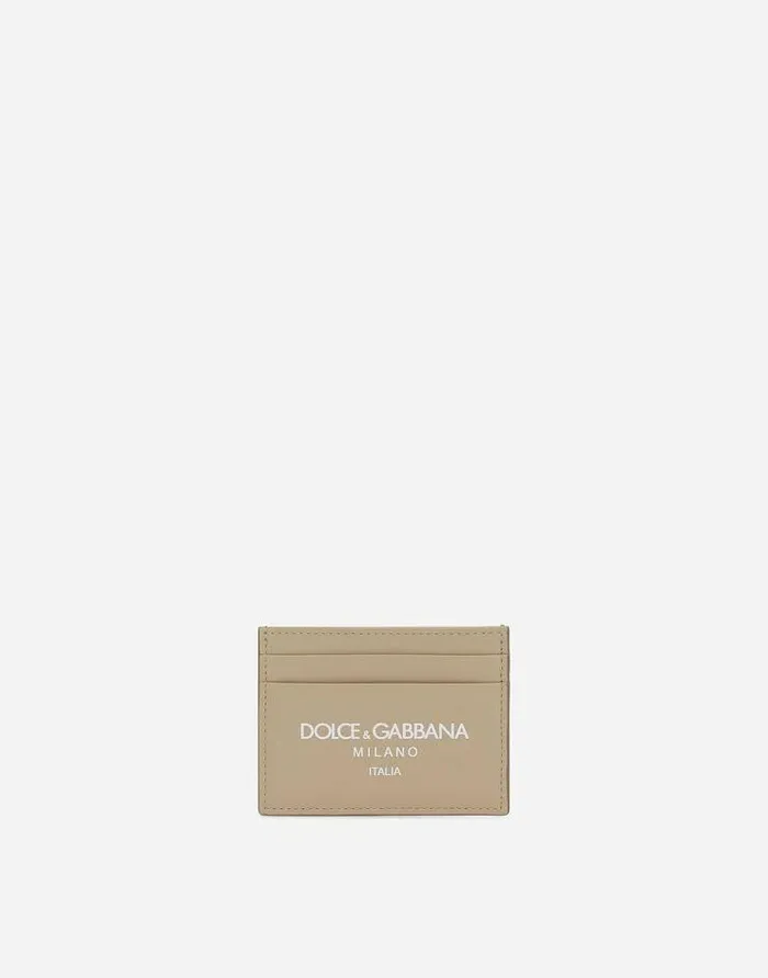 Dolce and Gabbana Wallets And Small Leather Goods Men Calfskin Card Holder With Logo Beige Dolce and Gabbana Wallets And Small Leather Goods Men Calfskin Card Holder With Logo Beige
