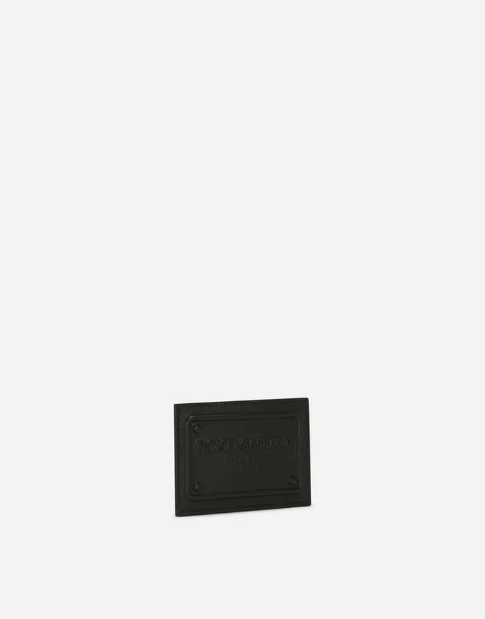 Dolce and Gabbana Wallets And Small Leather Goods Men Calfskin Card Holder With Raised Logo Black Dolce and Gabbana Wallets And Small Leather Goods Men Calfskin Card Holder With Raised Logo Black