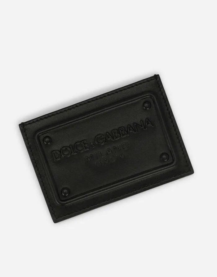 Dolce and Gabbana Wallets And Small Leather Goods Men Calfskin Card Holder With Raised Logo Black Dolce and Gabbana Wallets And Small Leather Goods Men Calfskin Card Holder With Raised Logo Black