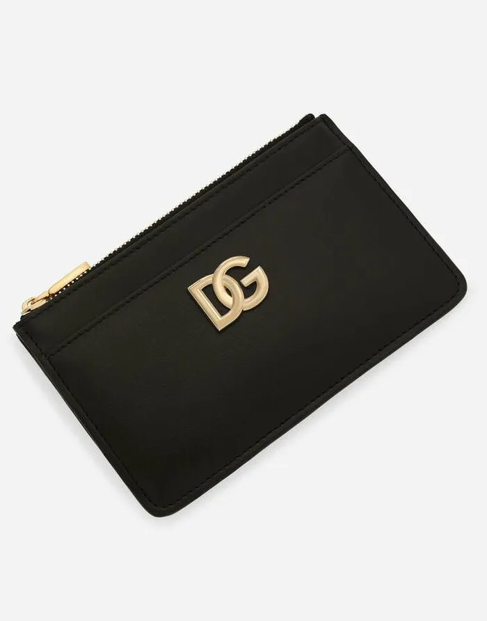 Dolce and Gabbana Wallets And Small Leather Goods Women Calfskin Card Holder With DG Logo Black Dolce and Gabbana Wallets And Small Leather Goods Women Calfskin Card Holder With DG Logo Black