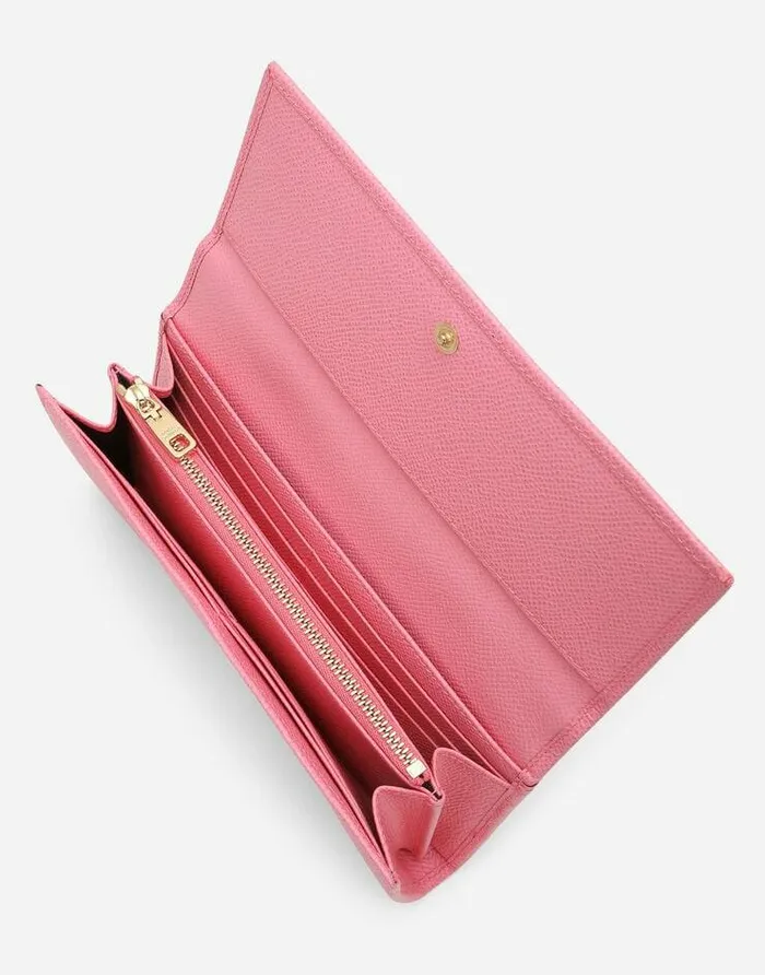 Dolce and Gabbana Wallets And Small Leather Goods Women Dauphine Calfskin Wallet With Branded Tag Pink Dolce and Gabbana Wallets And Small Leather Goods Women Dauphine Calfskin Wallet With Branded Tag Pink