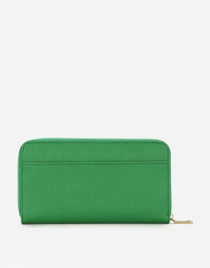 Dolce and Gabbana Wallets And Small Leather Goods Women Dauphine Calfskin Ziparound Wallet With Branded Tag Green Dolce and Gabbana Wallets And Small Leather Goods Women Dauphine Calfskin Ziparound Wallet With Branded Tag Green