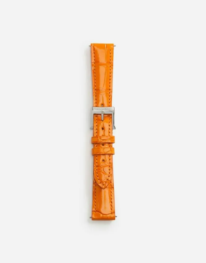 Dolce and Gabbana WatchesandStraps Women Alligator Strap With Buckle And Hook In Steel Orange Dolce and Gabbana WatchesandStraps Women Alligator Strap With Buckle And Hook In Steel Orange