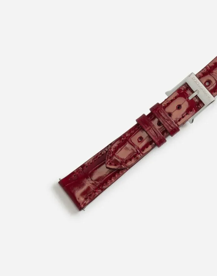 Dolce and Gabbana WatchesandStraps Women Alligator Strap With Buckle And Hook In Steel Red Dolce and Gabbana WatchesandStraps Women Alligator Strap With Buckle And Hook In Steel Red
