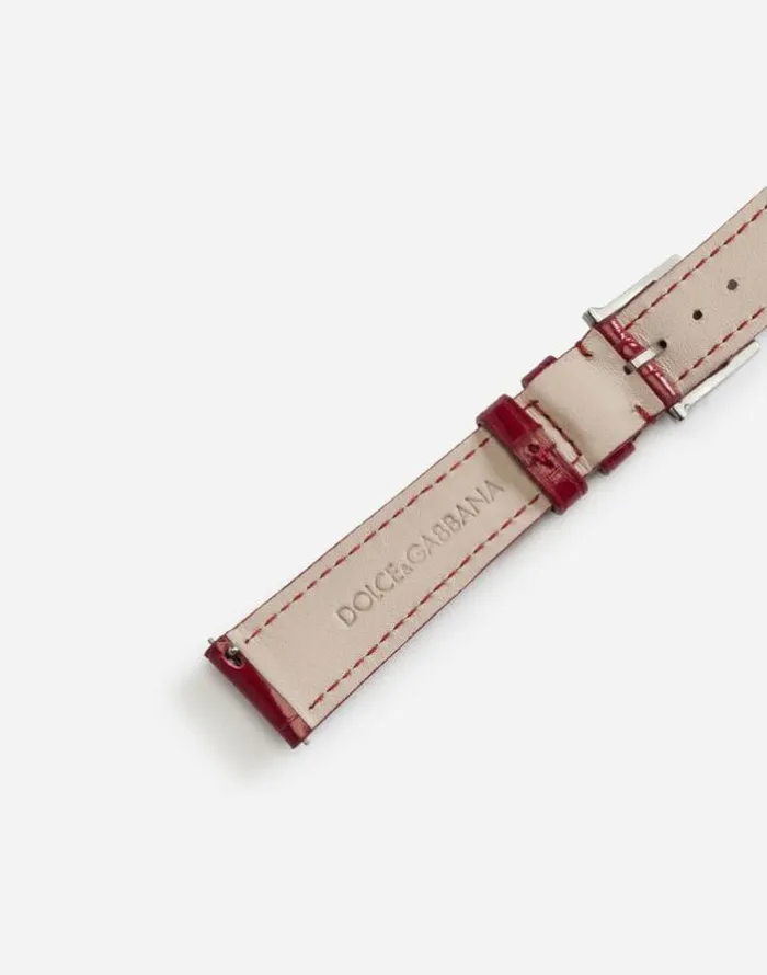 Dolce and Gabbana WatchesandStraps Women Alligator Strap With Buckle And Hook In Steel Red Dolce and Gabbana WatchesandStraps Women Alligator Strap With Buckle And Hook In Steel Red