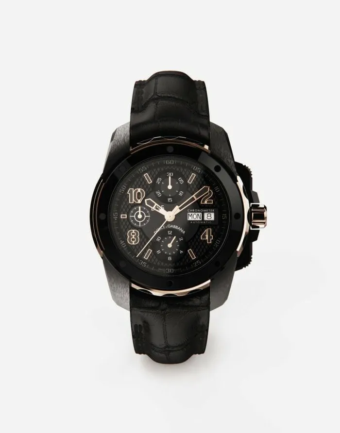 Dolce and Gabbana Watches Men DS5 Watch In Red Gold And Steel With Pvd Coating Black