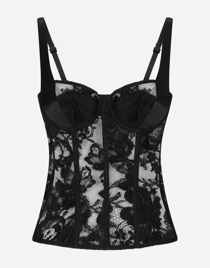 Dolce and Gabbana Wear It Like DGCelebs Women Lace Lingerie Bustier With Straps Black