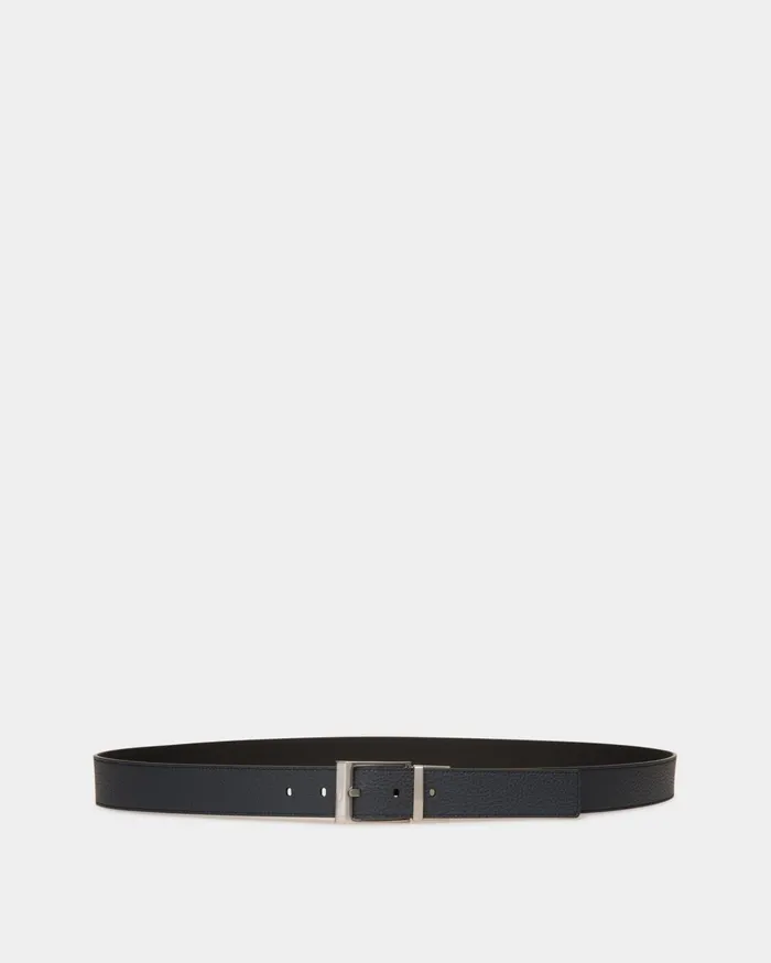 Dress Belt In Midnight And Black Leather Men Bally Belts