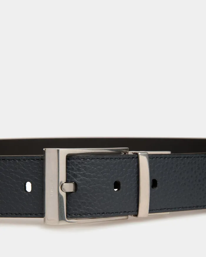 Dress Belt In Midnight And Black Leather Men Bally Belts