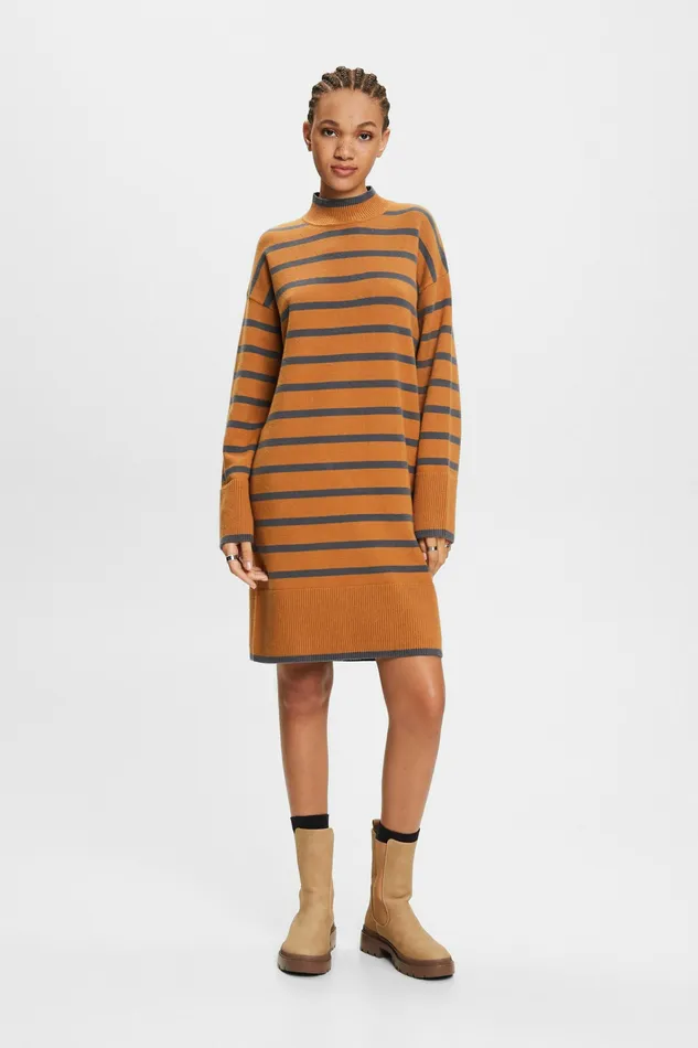 Dresses Jumpsuits Women Esprit Knit Mock Neck Dress Caramel