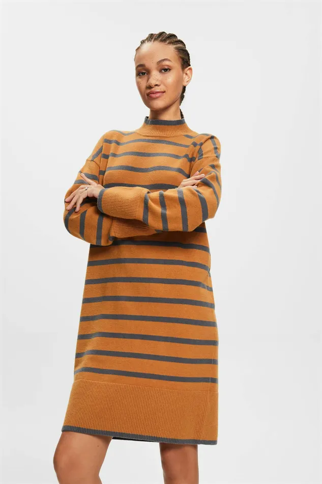Dresses Jumpsuits Women Esprit Knit Mock Neck Dress Caramel