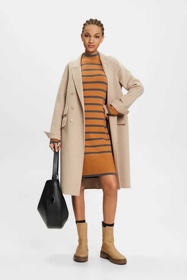 Dresses Jumpsuits Women Esprit Knit Mock Neck Dress Caramel