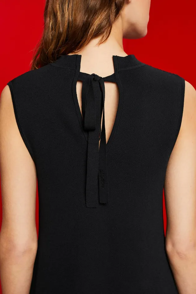 Dresses Jumpsuits Women Esprit Pleated And Sleeveless Maxi Dress With Crewneck Black