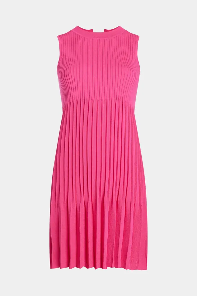 Dresses Jumpsuits Women Esprit Pleated Fit And Flare Dress Pink Fuchsia