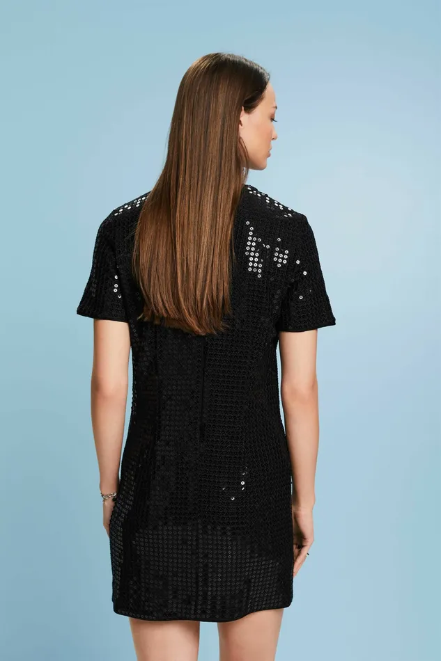 Dresses Jumpsuits Women Esprit Sequin Mini Dress Black