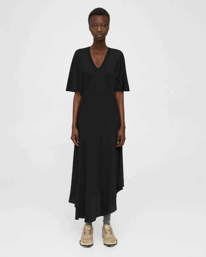 Dresses Jumpsuits Women Theory BiasCut Dress In Silk Georgette Black