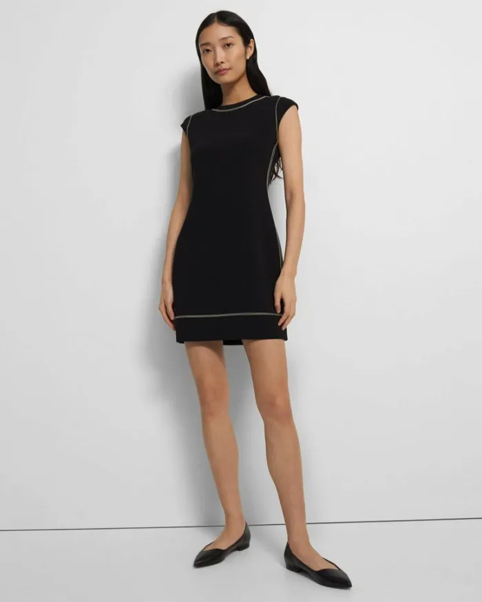 Dresses Jumpsuits Women Theory Embroidered Shift Dress In Admiral Crepe Black Dresses Jumpsuits Women Theory Embroidered Shift Dress In Admiral Crepe Black