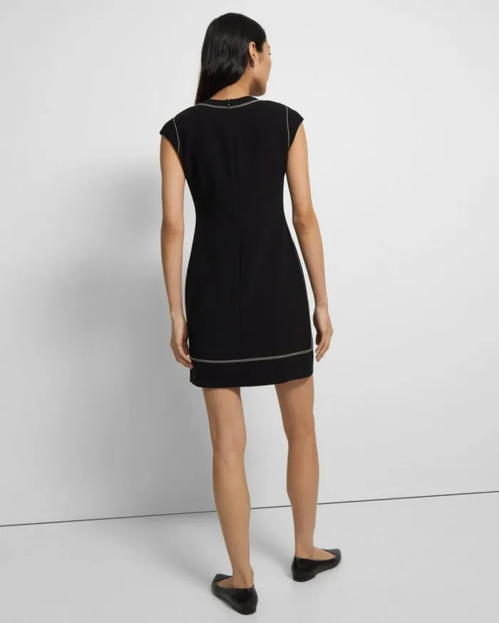 Dresses Jumpsuits Women Theory Embroidered Shift Dress In Admiral Crepe Black Dresses Jumpsuits Women Theory Embroidered Shift Dress In Admiral Crepe Black