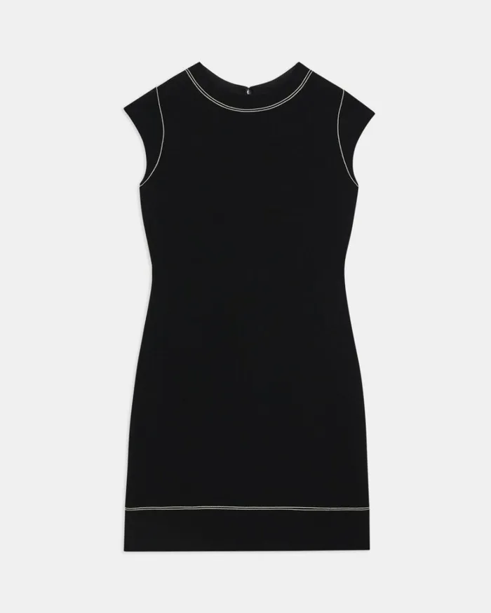 Dresses Jumpsuits Women Theory Embroidered Shift Dress In Admiral Crepe Black Dresses Jumpsuits Women Theory Embroidered Shift Dress In Admiral Crepe Black