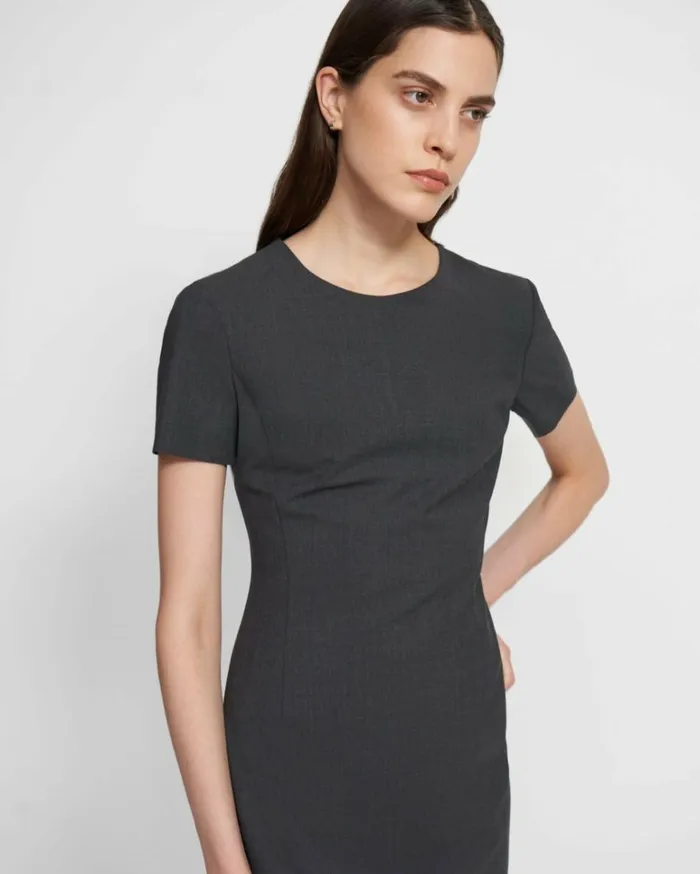 Dresses Jumpsuits Women Theory Sheath Dress In Good Wool Charcoal Melange