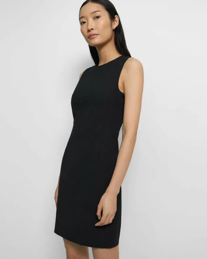 Dresses Jumpsuits Women Theory Sleeveless Fitted Dress In Good Wool Black