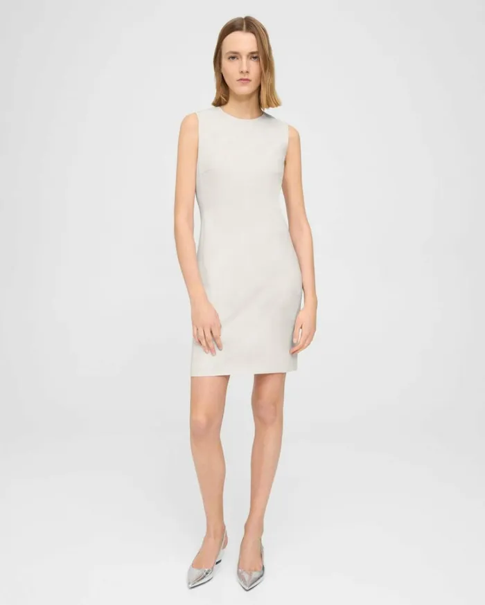 Dresses Jumpsuits Women Theory Sleeveless Fitted Dress In Good Wool Sand Dresses Jumpsuits Women Theory Sleeveless Fitted Dress In Good Wool Sand