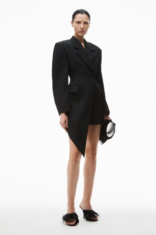 Dresses Women Alexander Wang Asymmetric Blazer Minidress In Wool Twill