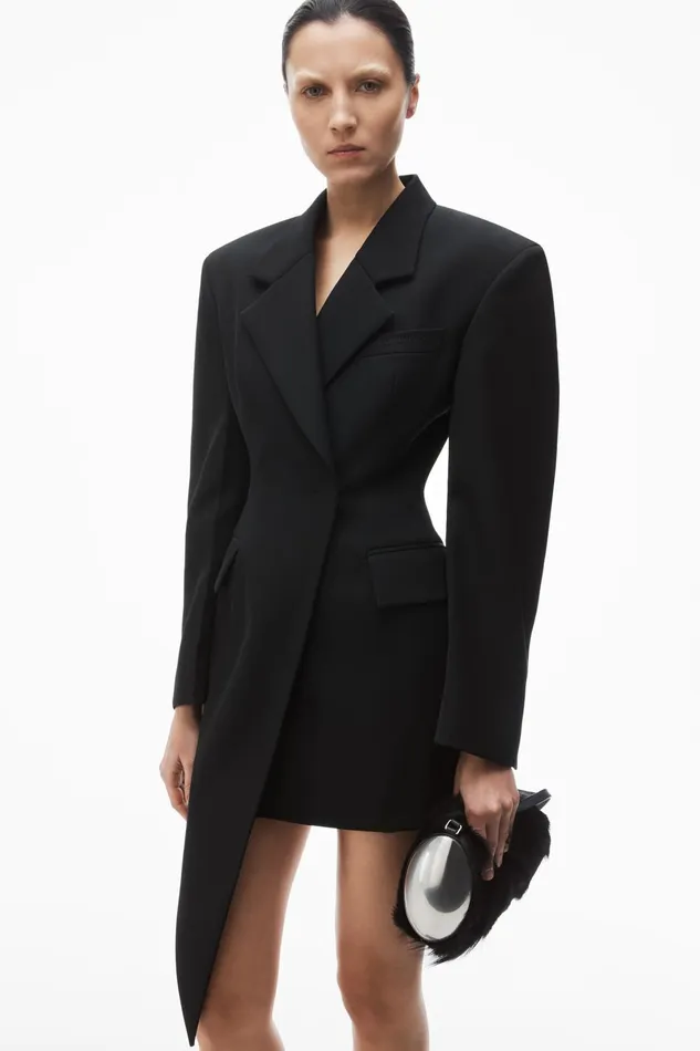 Dresses Women Alexander Wang Asymmetric Blazer Minidress In Wool Twill
