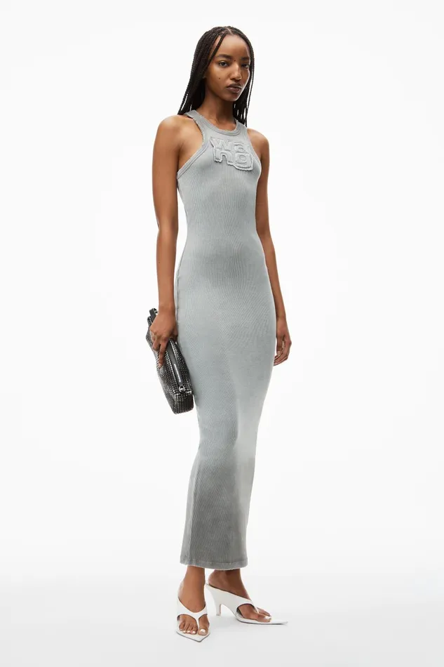 Dresses Women Alexander Wang Distressed Maxi Dress In Stretch Crepe