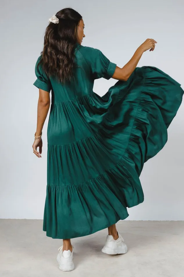 Dresses Women Bohme Amanda Tiered Dress In Hunter Green Hunter Green