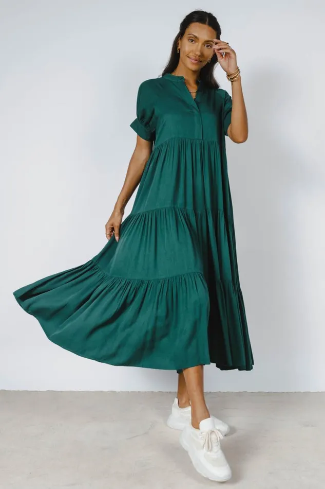 Dresses Women Bohme Amanda Tiered Dress In Hunter Green Hunter Green