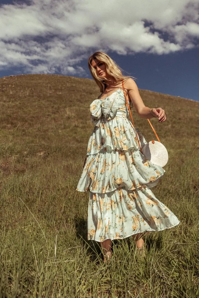 Dresses Women Bohme Ava Floral Midi Dress In Sage 8211 FINAL SALE Sage