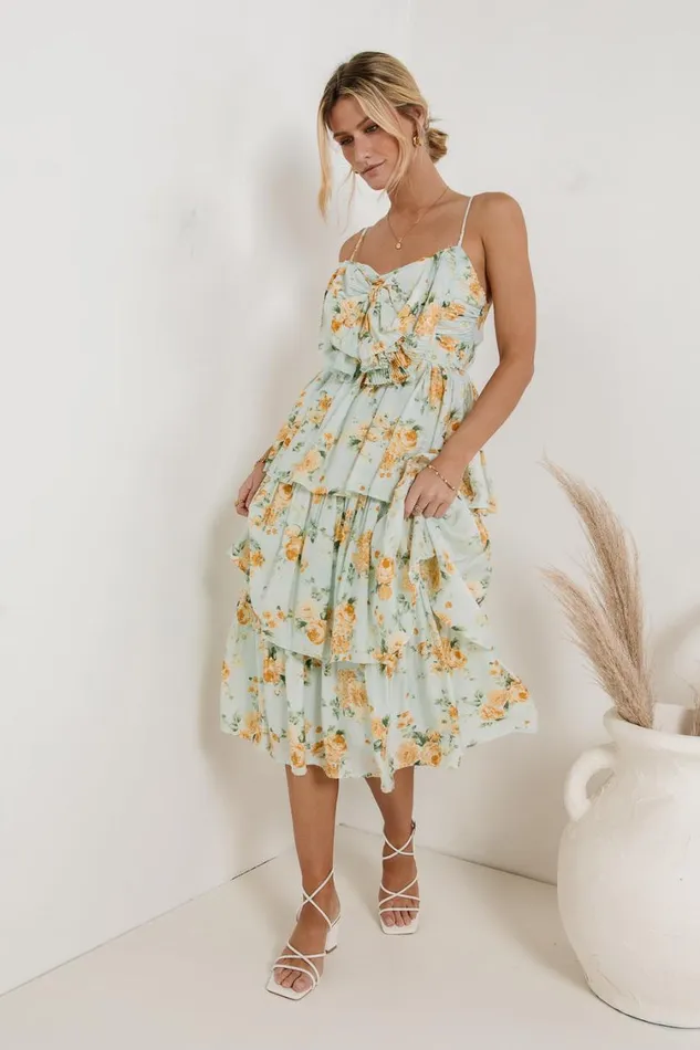 Dresses Women Bohme Ava Floral Midi Dress In Sage 8211 FINAL SALE Sage
