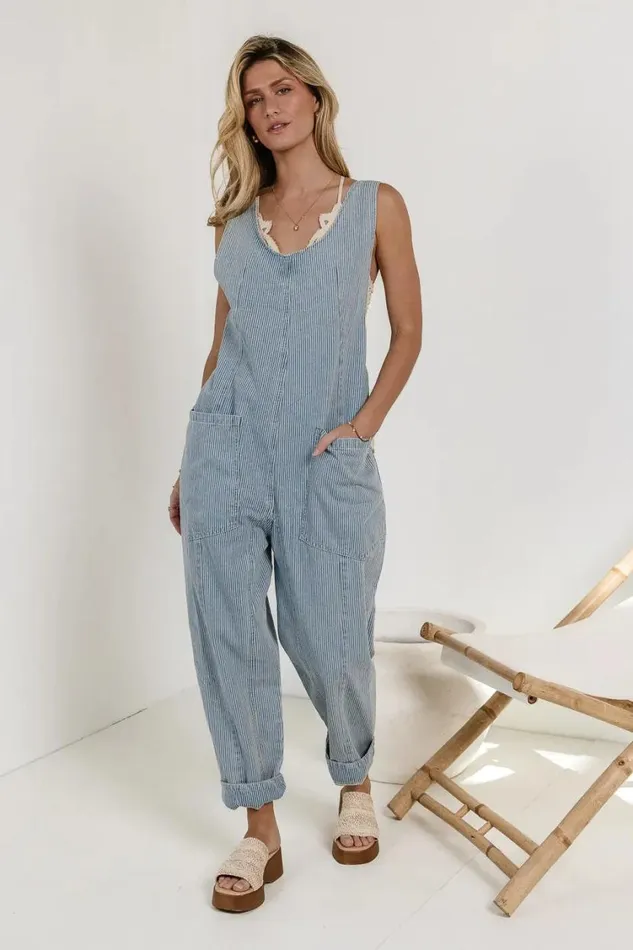 Dresses Women Bohme Madeline Jumpsuit In Striped Light Wash