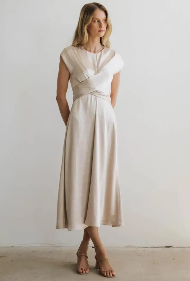 Dresses Women Bohme Rosalind Midi Dress In Champagne Champagne