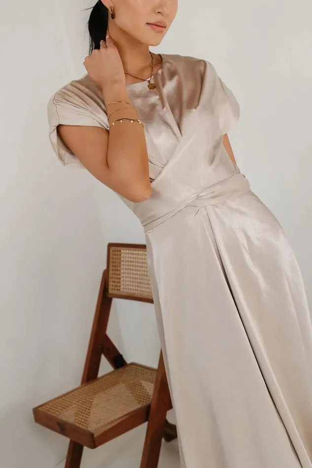 Dresses Women Bohme Rosalind Midi Dress In Champagne Champagne