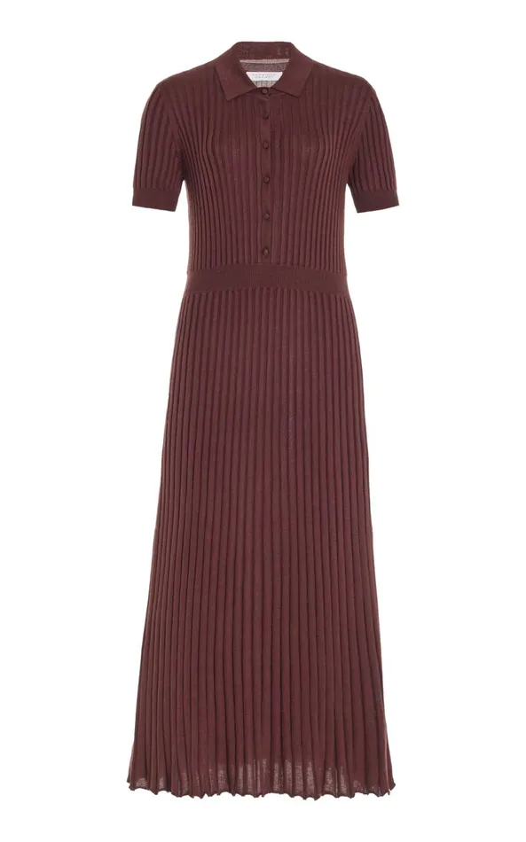 Dresses Women Gabriela Hearst Amor Knit Midi Dress In Deep Bordeaux Cashmere Silk
