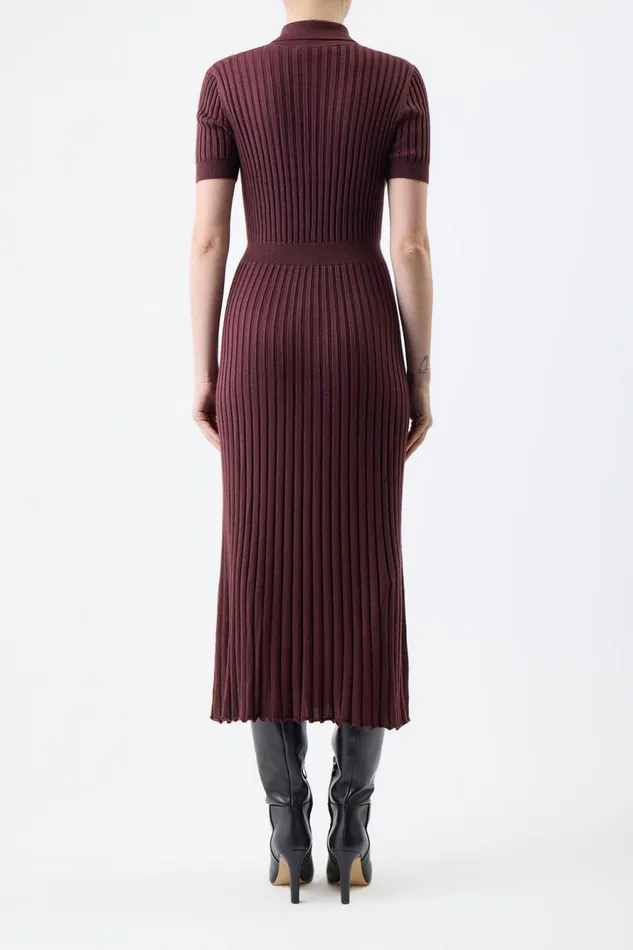Dresses Women Gabriela Hearst Amor Knit Midi Dress In Deep Bordeaux Cashmere Silk