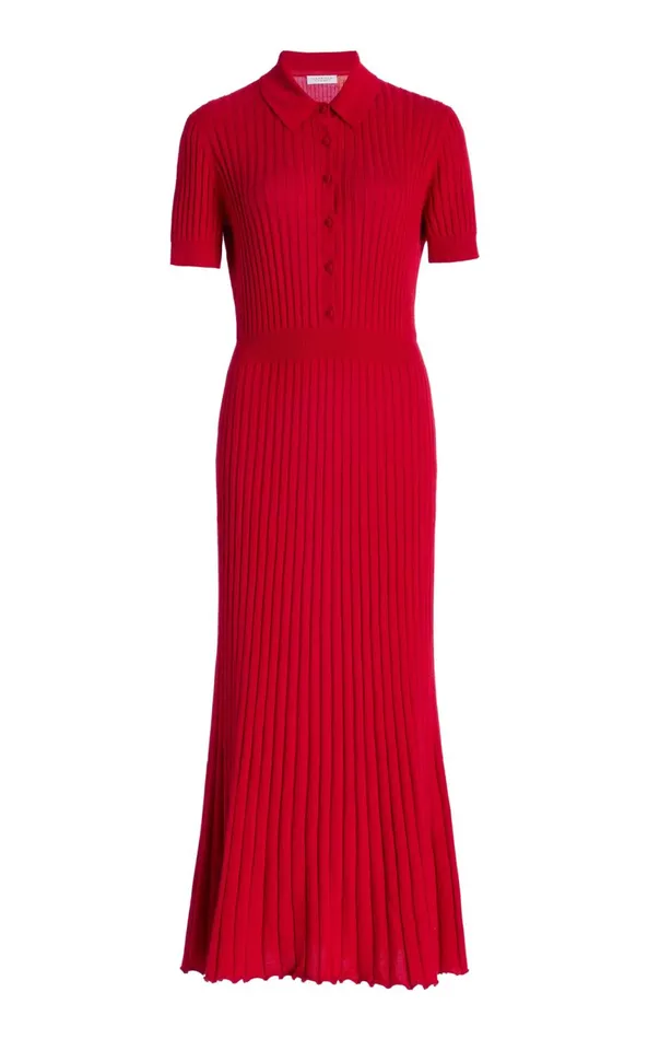 Dresses Women Gabriela Hearst Amor Knit Midi Dress In Scarlet Red Cashmere Silk