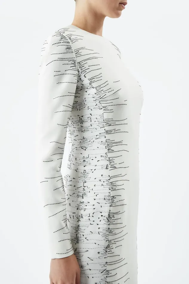 Dresses Women Gabriela Hearst Bianca Embroidered Dress In Ivory Silk Wool Cady