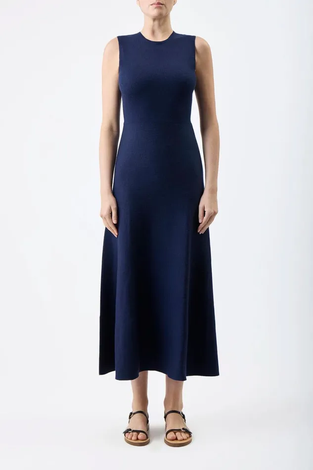 Dresses Women Gabriela Hearst Doria Knit Dress In Navy Merino Wool Cashmere