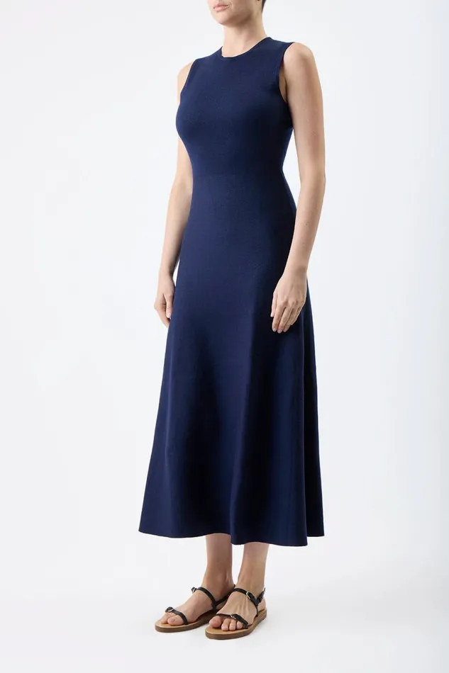 Dresses Women Gabriela Hearst Doria Knit Dress In Navy Merino Wool Cashmere
