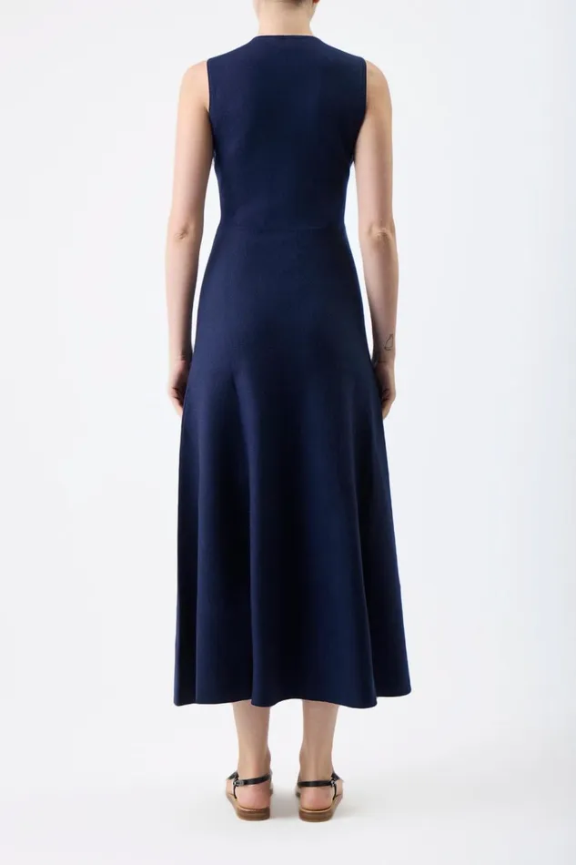 Dresses Women Gabriela Hearst Doria Knit Dress In Navy Merino Wool Cashmere